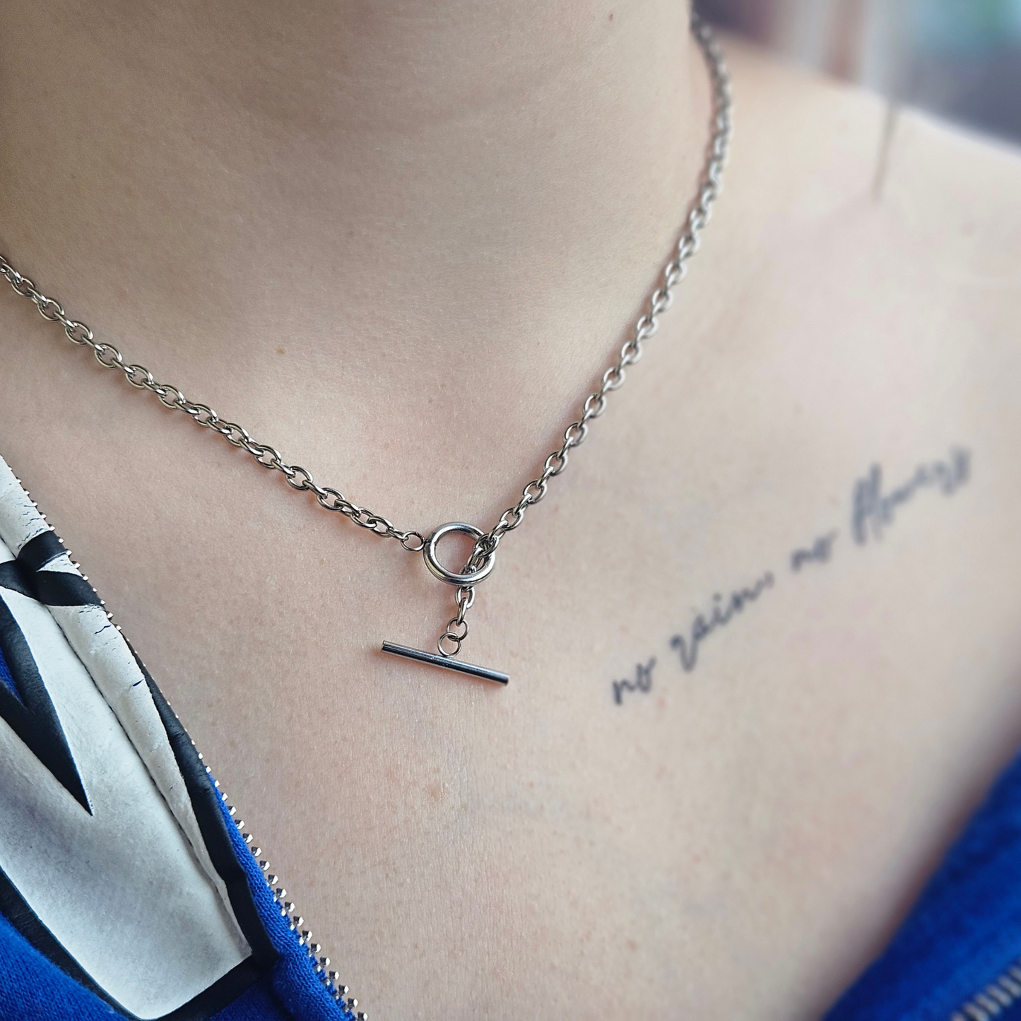 Filigrane Halskette mit T-Verschluss/Edelstahl