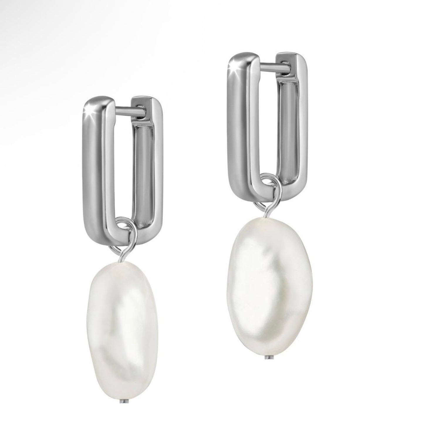 Rechteckige Creolen aus Silber 925 mit Barockperlen – modern & wandelbar