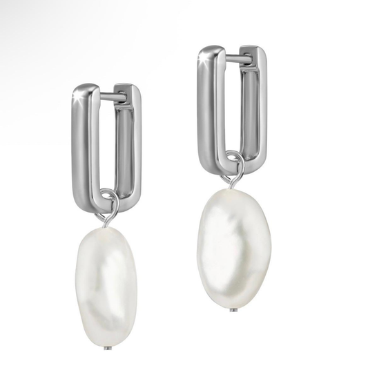 Rechteckige Creolen aus Silber 925 mit Barockperlen – modern & wandelbar