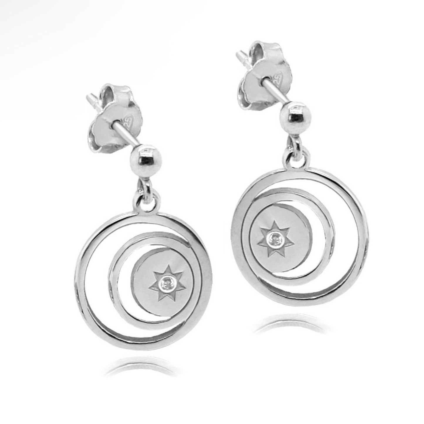 Ohrhänger aus Silber 925 rhodiniert mit Diamant – elegant & beweglich