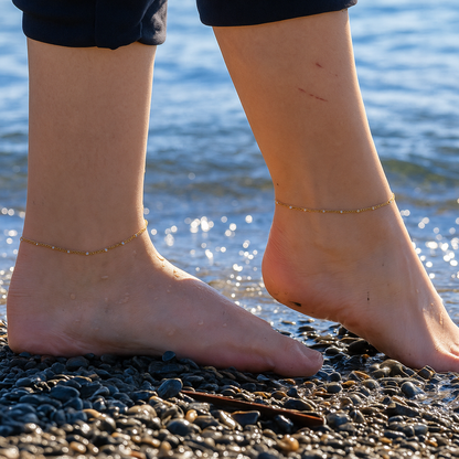 Filigrane Fußkettchen PVD Goldbeschichtet